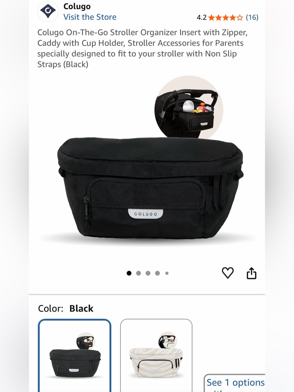 Colugo Mauve/Pink Stroller Organizer Caddy
